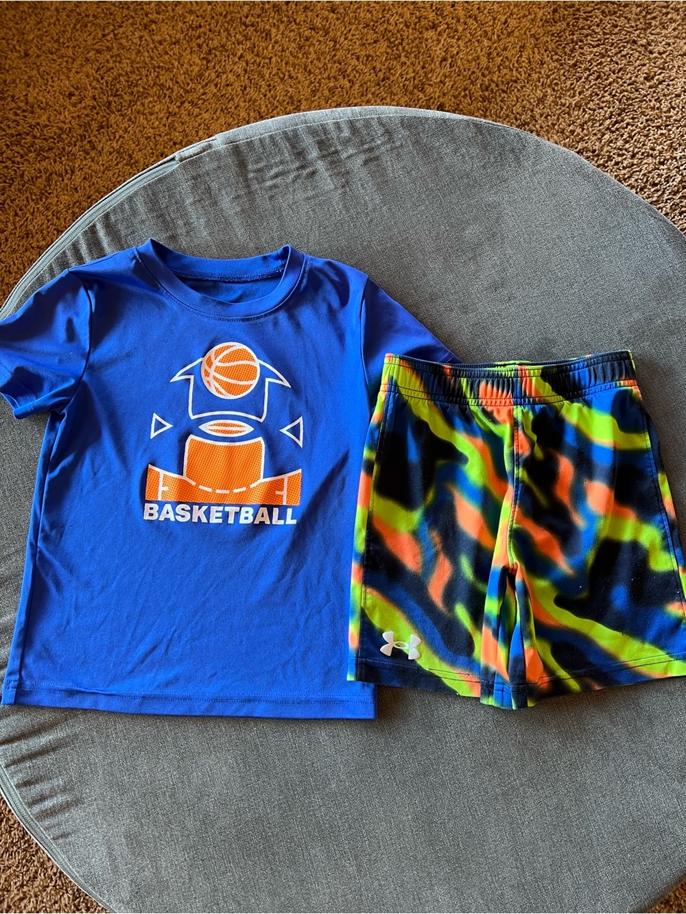 Under Armour Royal Blue Basketball Tee with Orange Graphic
